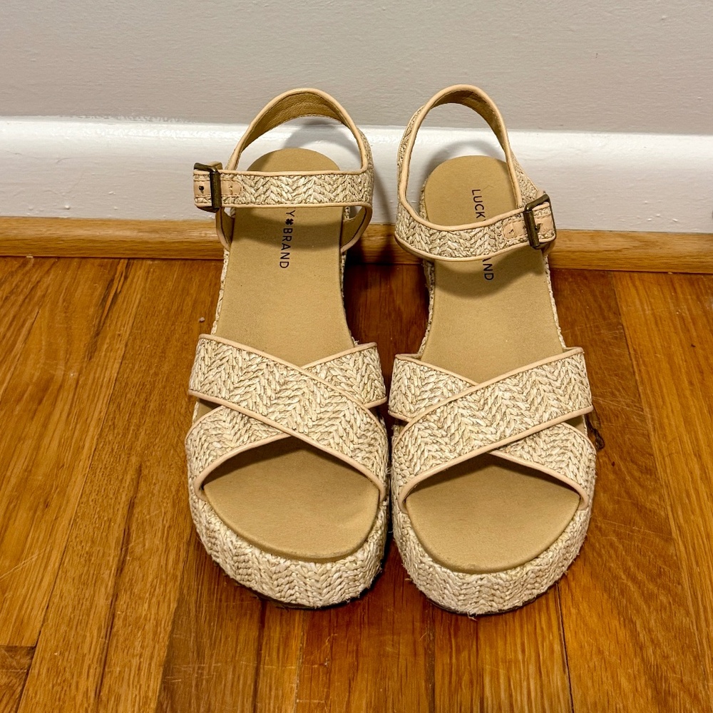 Lucky Brand Women's Wagoo Espadrille Wedges, Size 8.5, Cream